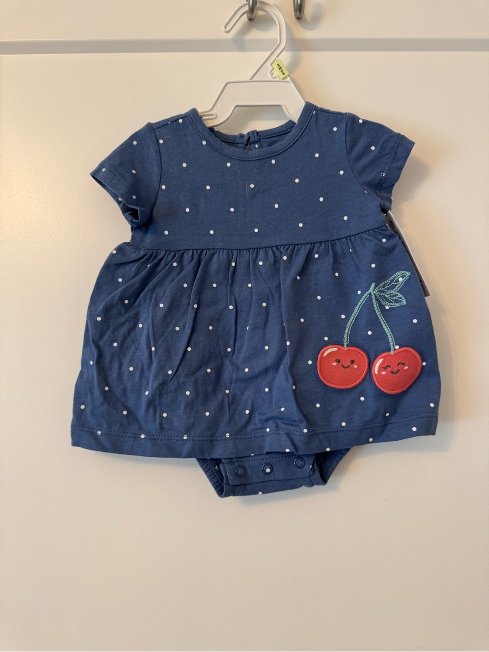 Carter's Navy Polka Dot Cherry Romper